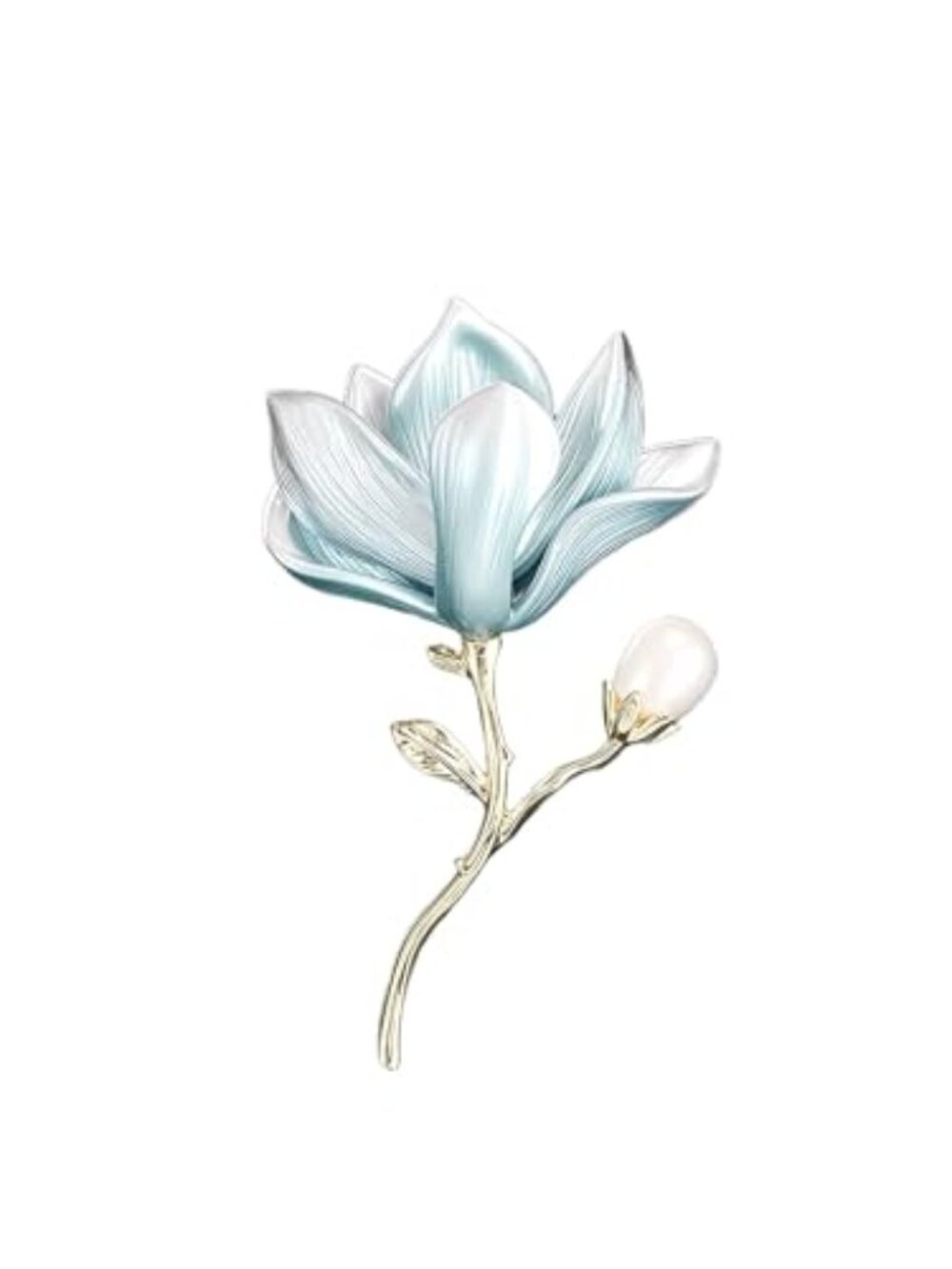 Vintage Jade Orchid Brooch with Pearl Chinese Style Magnolia Flower Floral Pin‎